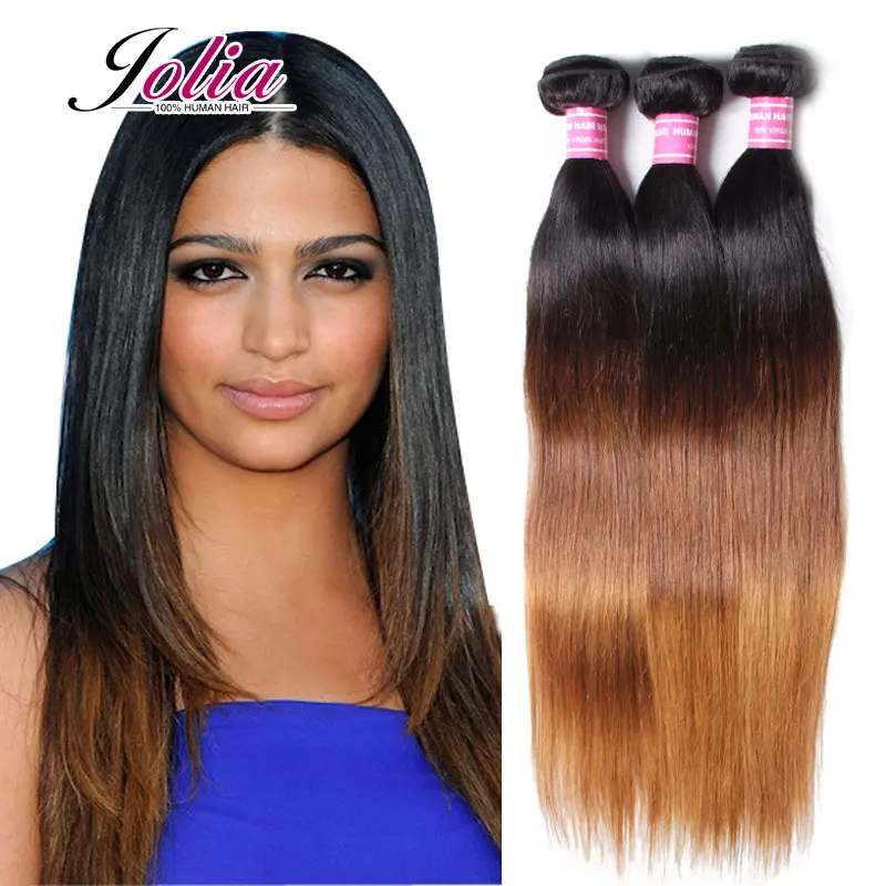 

Jolia  Ombre Brazilian Virgin Hair Straight 4PcsThree Tone Ombre Brazilian Hair Bundles Human Hair Weave Brazilian Straight