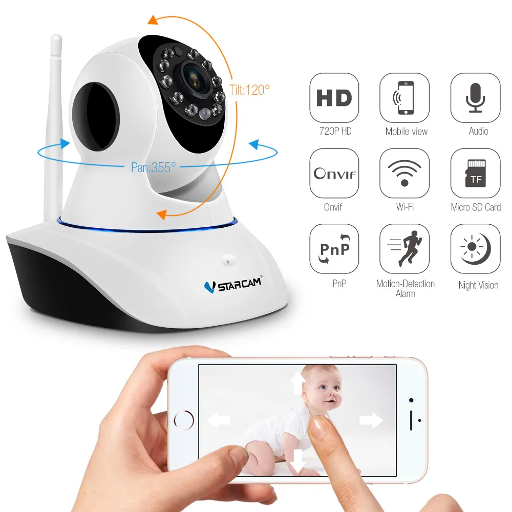 

VStarcam C25 Free Shipping Network Camera P2P Wifi IR-cut IP Network Camera 2Way Audio Clear and Loud