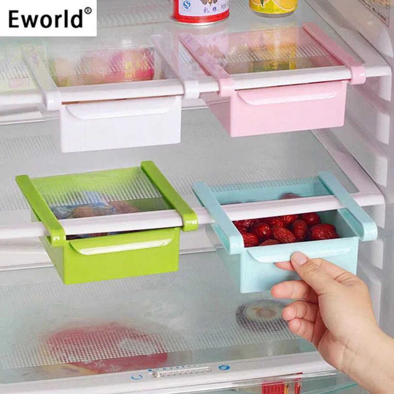

Eworld Creative Refrigerator Storage Box Fresh Spacer Layer Storage Rack Pull-out Drawer Fresh Spacer Sort Kitchen Supplies