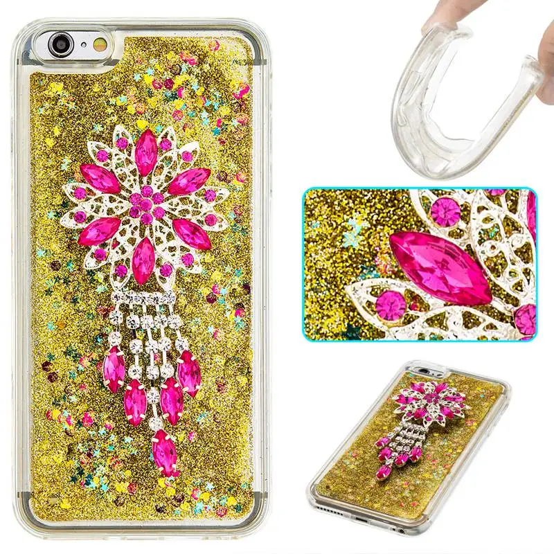 Bling Снег Жемчужина Металл Кристалл Алмаза Жидкий Песок плывун Для iPhone 7 плюс 6 S 5 5S