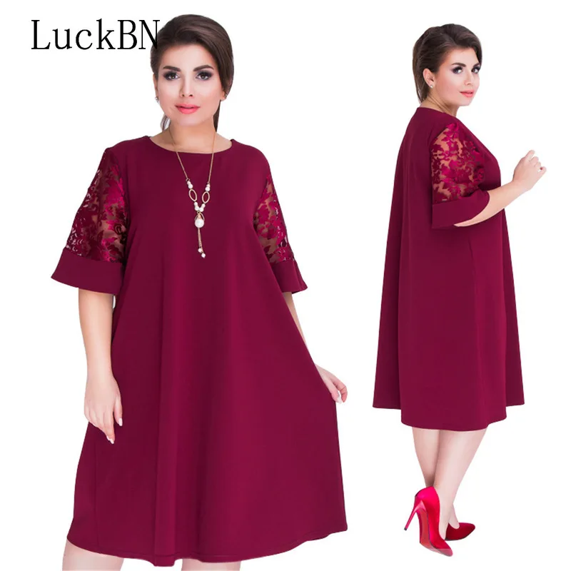 

Loose Lace summer Dresses big size 5XL 2019 Plus Size women office dress vintage vestidos L-6XL Women's Sundress green dress