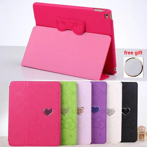 For iPad air 2 Case 9.7 inch tablet case cute cartoon hello kitty cat love heart smart cover protective Skin for Apple air2 | Компьютеры и
