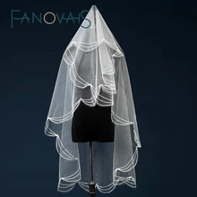 Реальные Фотографии Слоновая Кость Короткий Жемчуг Фата Тюль Высокое Качество Короткая Свадебная Фата