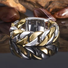 23 мм ширина тяжелые мужские крутые застежки Модные Позолоченные кубинская бордюрная цепь 316L браслет из нержавеющей стали ювелирные изделия