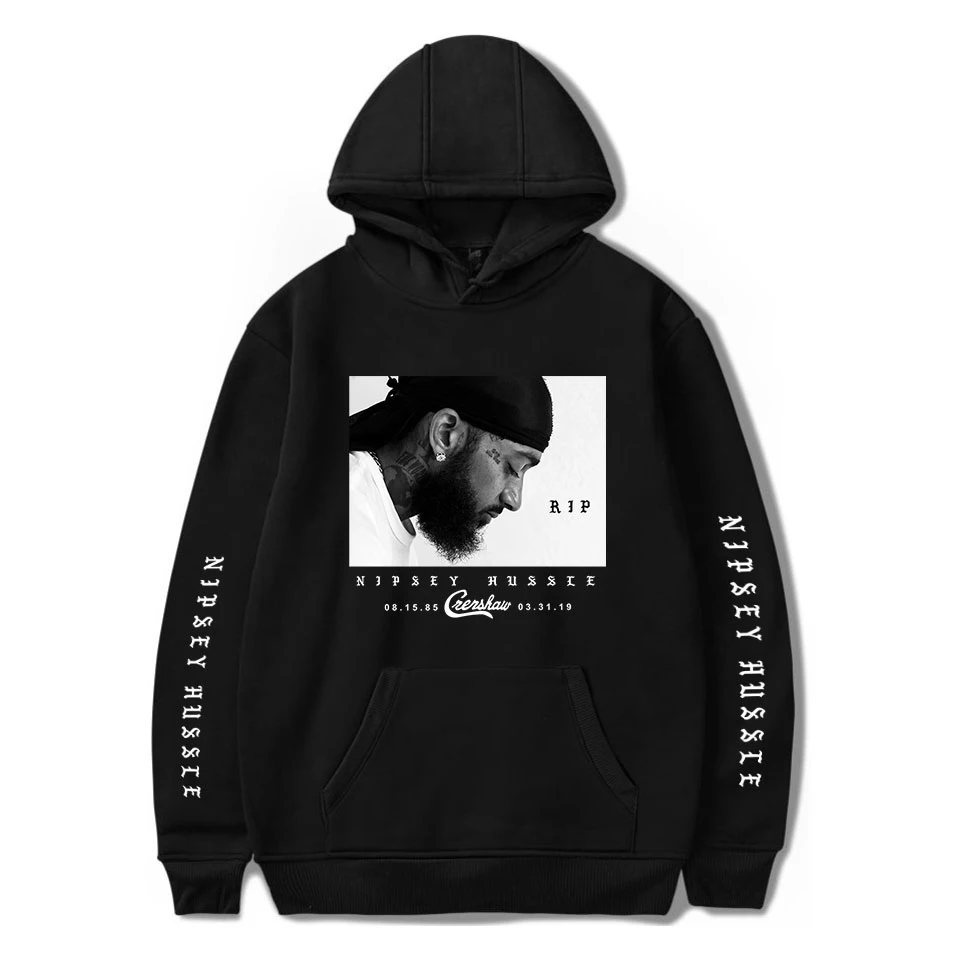 

2019 Fashion print Men/Women Harajuku Nipsey Hussle Black Hoodie Sweatshirt Hoodie Custom Free Shipping