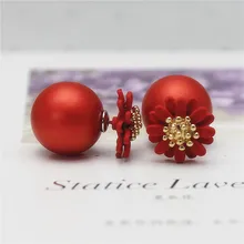 2019 hot design de moda estilo da marca de verão elegante Daisy jóias dupla face brincos do parafuso prisioneiro para as mulheres grandes contas brincos de Flores