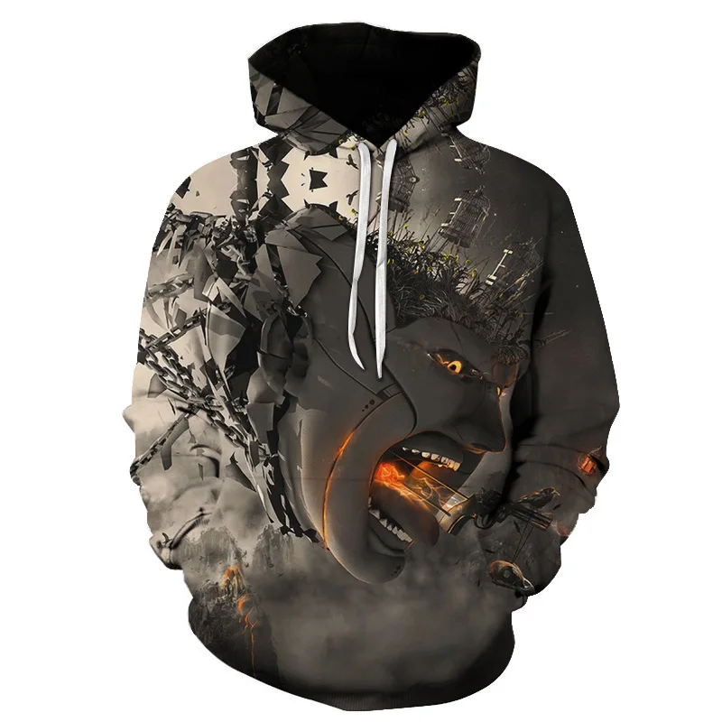 

2019 new men hoodies European American plus size robot cartoon 3D printing pattern Sweatshirts cute animal casual style