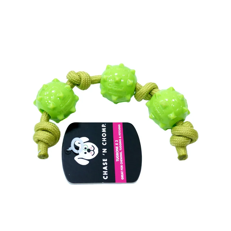 CAITEC собака игрушки для жевания мяч струна Мягкая прочная Жевательная и дергающая лучшая для маленьких собак щенков - Цвет: Green