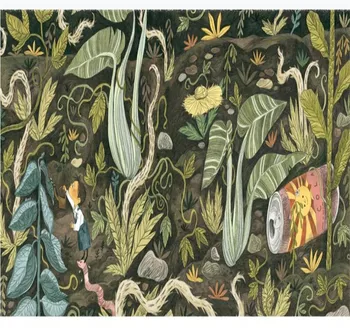 

Custom wallpaper hand-painted tropical rainforest living room wall TV wall art decorative painting