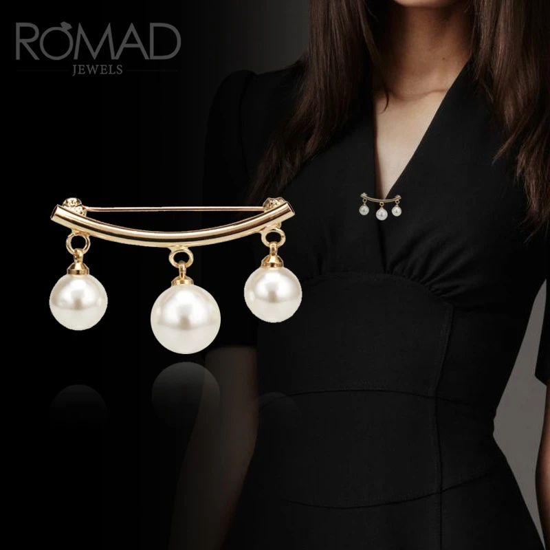 

MOMAD Anti-emptied Brooch Cardigan Anti Wearing Pins Enamel Pin Simple Pearl Fixed Straps Anti Slip brooches for women R50