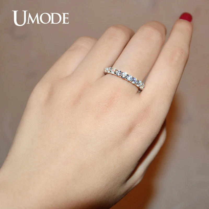Umode Wedding 3mm 0 1 Carat Round Cz White Gold Color Simulated Umode Wedding 3mm 0 1 Carat Round Cz White Gold Color Simulated Eternity Ring Bands New Jewelry For Women Bague Anillos Ur0279 In Rings From