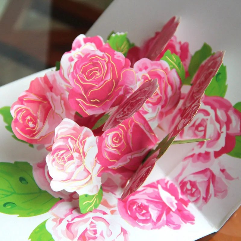  3D Handmade Carving Life Is A Dream Color Printed Full-blown Flowers Blessing Paper Invitation Gree - 32841996074