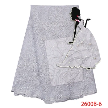 

Nigerian Lace Fabric 2019 High Quality Lace White Color Sequins Organza Tulle Lace Fabric For Women Wedding Dress AMY2600B-1