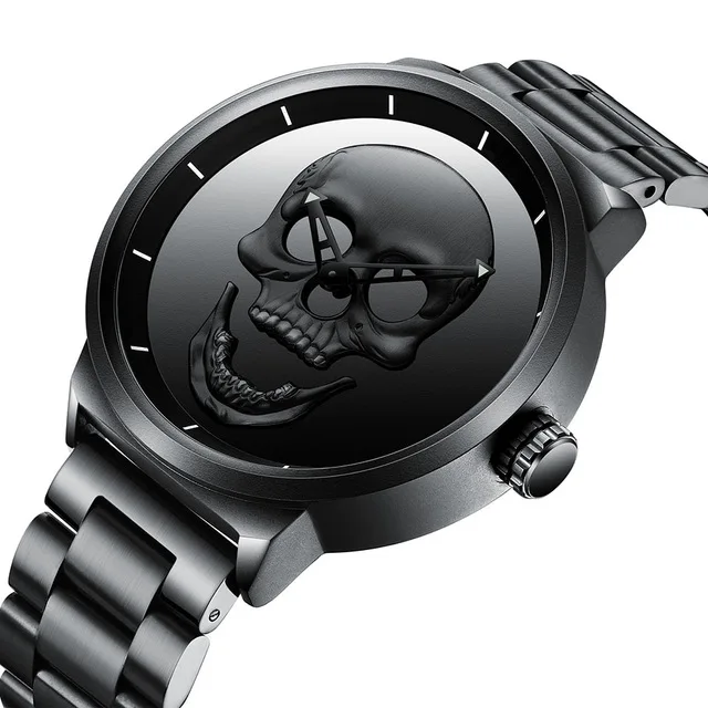 

Top Luxury Brand Biden Mens Watch Skull Men Black Sport Watch Stainless Steel Punk Stylish Waterproof Clock Male Wristwatch Gift
