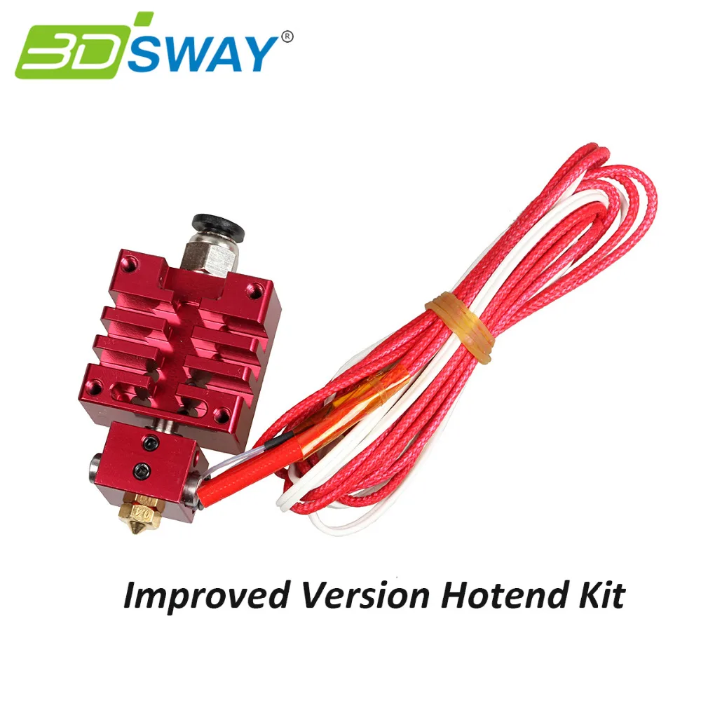  3DSWAY Improved Version Hotend Kit with Thermistor and Heater Red Color 0.4mm/1.75mm Single Nozzle for 3D Printer Parts 