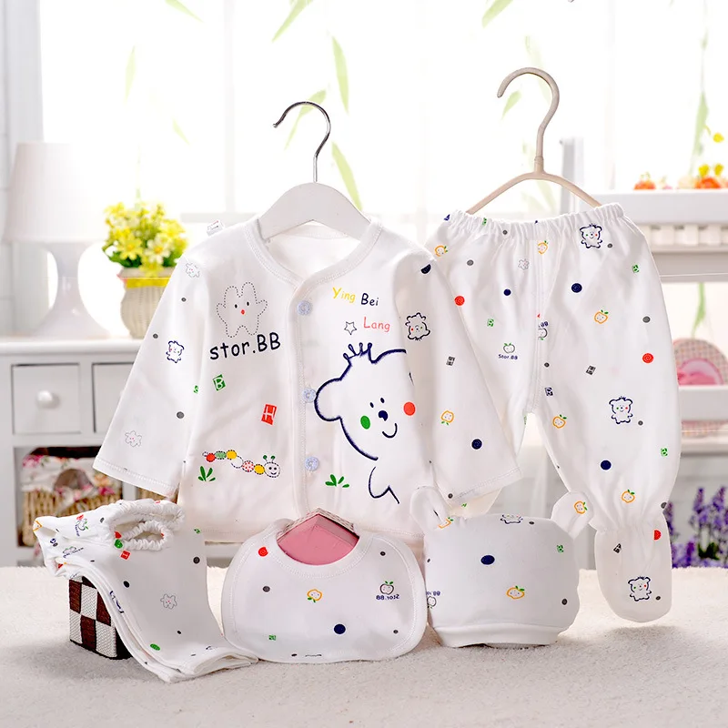 

baby clothes set Newborn baby girl clothes Cotton baby Boys clothes Soft Underwear 5 pcs Cartoon Shirt and Pants  clothing