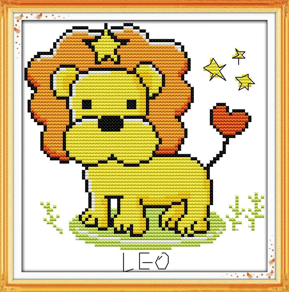 Leo cross stitch kits cartoon 12 constellation Aida count 18ct 14ct