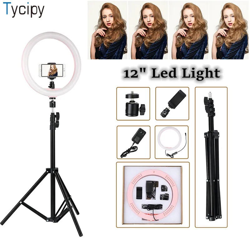 Tycipy 12 &quotсветодиодный кольцевой светильник приглушаемая Фотографическая 24 Вт