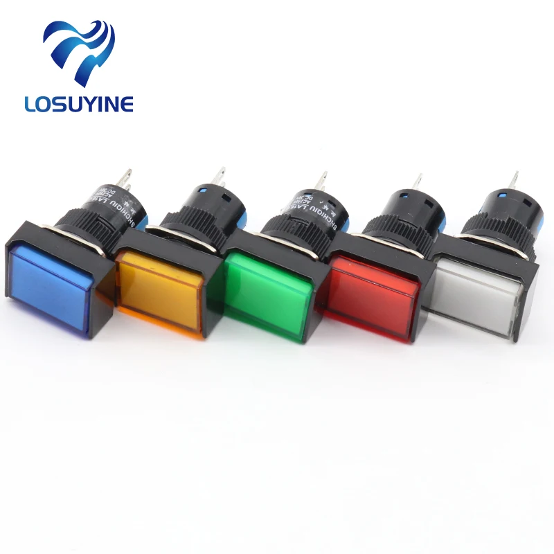 

1pcs 16mm Rectangle Momentary push button switch 3pins