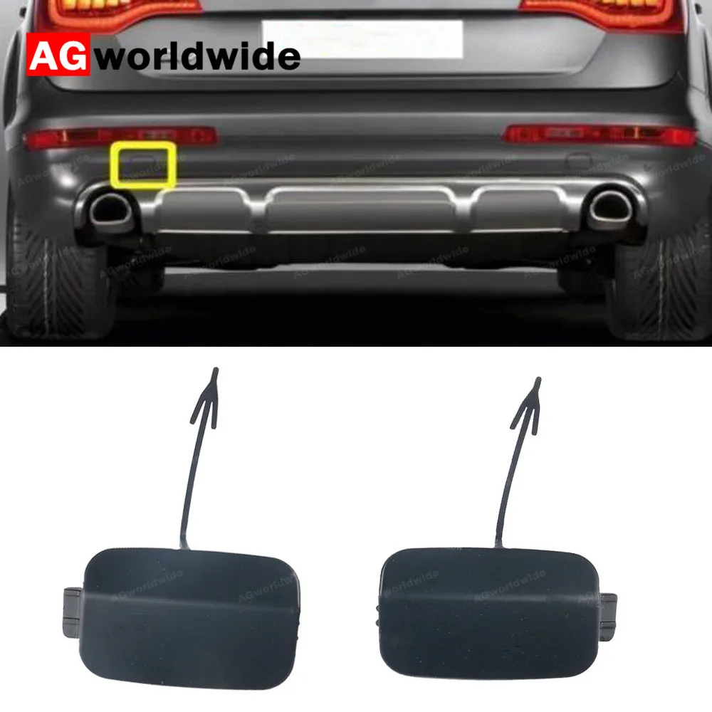 

4L0807449E 4L0807450E For Audi Q7 2010 2011 2012 2013 2014 2015 2016 L R Side Primed Rear Bumper Tow Hook Eye Cover Cap