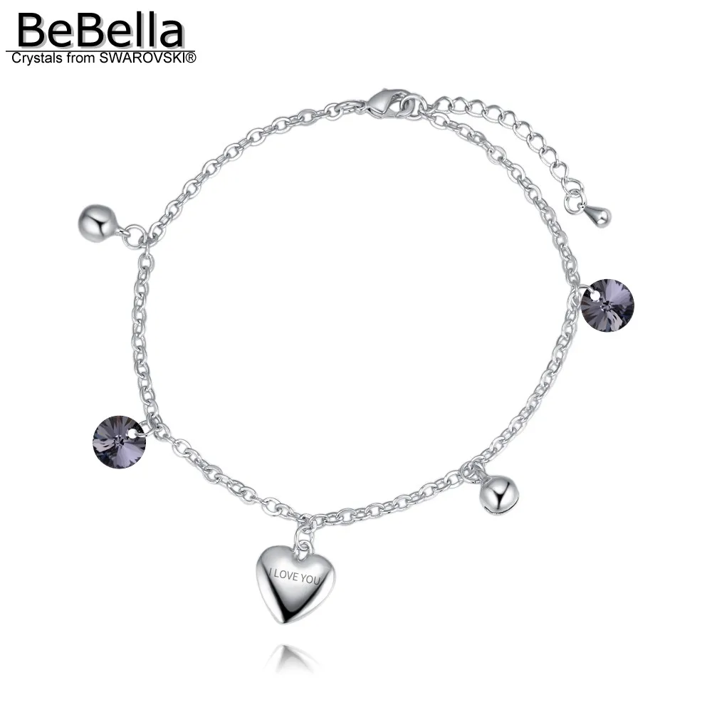 BeBella шарма сердца ножной браслет на ногу Сделано с кристаллами от Swarovski для 2018