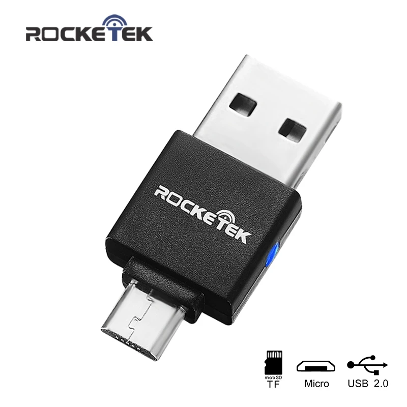 Rocketek Высокое качество micro usb 2,0 мульти памяти otg телефон кард-ридер адаптер для TF micro SD ПК компьютер Ноутбук аксессуары