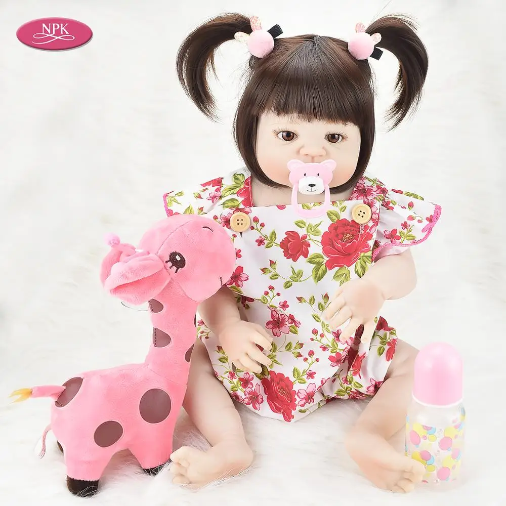 

NPK 55CM Reborn Girl Baby Doll Bathe Toys Full Body Silicone Realistic Newborn Babies Princess Reborn Toddler Fashion Doll Girls