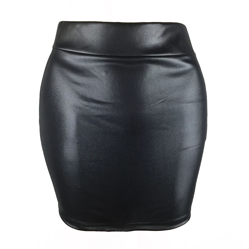 2019 Women Ladies Sexy Summer Hip Pencil Skirt High Waist Slim Mini Skirts For Office Party Plus Size Badycon Workwear PU Skirts