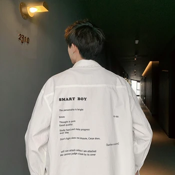 

2019 Spring And Summer New Long-sleeved Embroidery Male Loose Casual Wild Couple Letter Shirt M-2XL