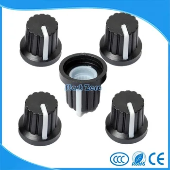 10/50/100Pcs  Knurled Knob 6mm Shaft Hole Dia Potentiometer Pot Knobs Caps Black White