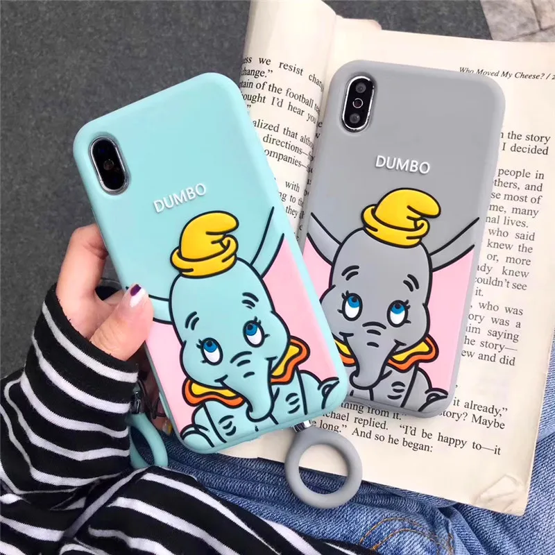 Милый розовый слон Dumbo Мягкий Силиконовый Модный кольцевой ремешок для телефона