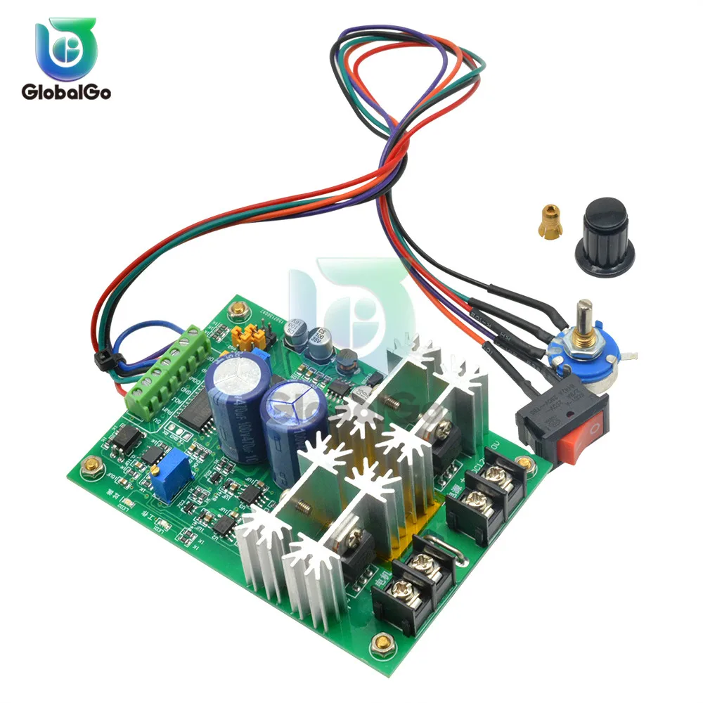 

DC 10-60V 15A Reversible Motor Speed Controller Switch Driver Module H-Bridge DC Motor Governor Button Potentiometer Heat Sink