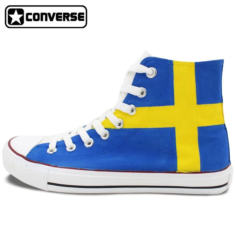 Sweden Flag Shoes Converse All Star Custom Hand Painted High Top Canvas Sneakers Men Women Unique Christmas Gifts