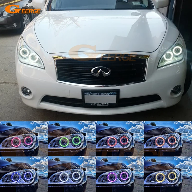 For NISSAN FUGA Y51 2011 2012 2013 2014 Excellent Multi-Color Ultra bright RGB LED Angel Eyes kit Halo Rings for ford maverick 2005 2006 2007 excellent led angel eyes kit multi color ultra bright rgb led angel eyes halo rings
