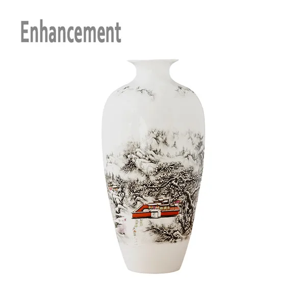 Цзиндэчжэнь антикварная китайская фарфоровая классическая китайская ваза каолин ваза для цветов домашний декор ручной работы сливы вазы - Цвет: snow