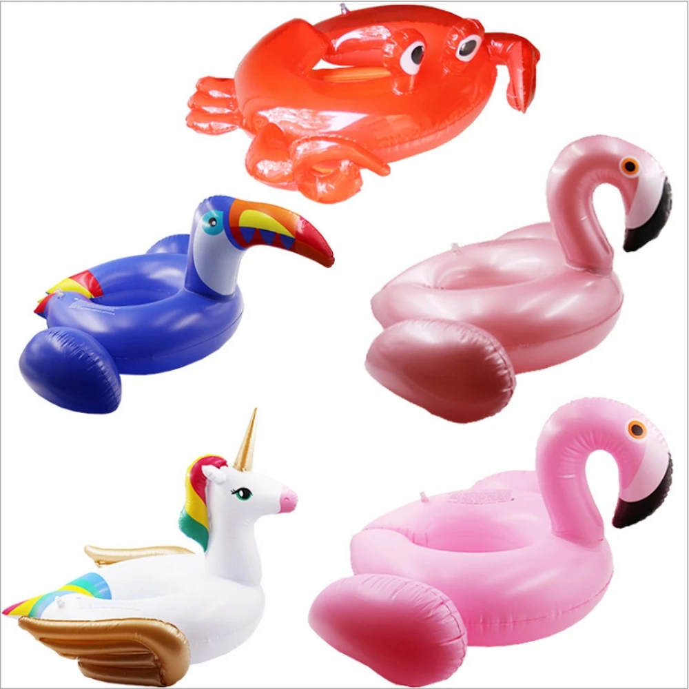 

Inflatable Unicorn flamingo Crab Kids swimming neck Circle child swim circle float seat summer swimming pool water toys fun