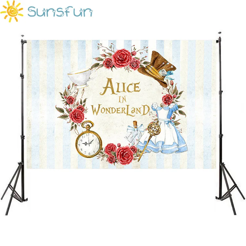 

Sunsfun 220x150 Vinyl Alice in Wonderland Games Party Custom Photo Backdrops Poker Children Photography Studio Background