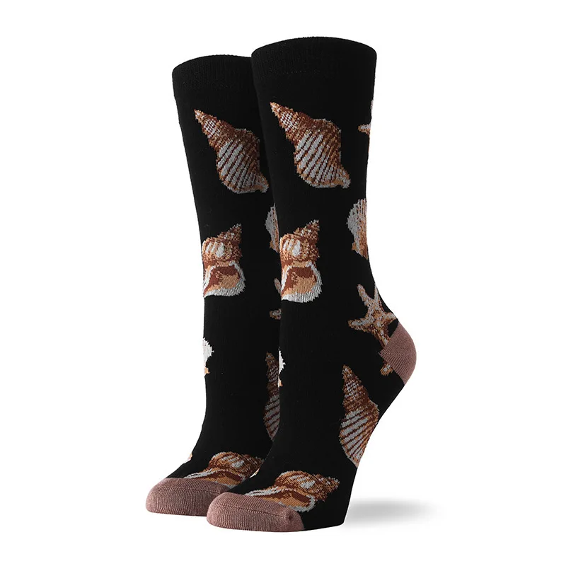 PEONFLY/2 пар/лот, хлопковые женские длинные носки, Веселые разноцветные носки Harajuku с милыми животными, котом, собакой, акулой, забавными рыбами, бабочками, леопардом - Цвет: 15