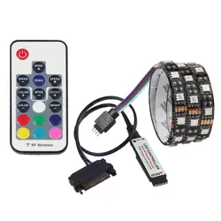 SATA светодиодные ленты свет 5050 RGB DC12V питания SATA интерфейс для компьютерный корпус для ПК, 17Key РФ дистанционное управление светодиодные