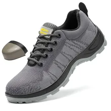 Для мужчин, безопасная обувь новая летняя дышащая майка с длинным рукавом Сталь носок легкий прочные рабочие кроссовки износостойкая Нескользящая рабочие ботинки