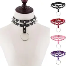O-Rotonda Gotico a spillo punk del collare del choker con picchi Rivetti delle donne degli uomini di Emo Tempestato di chocker della collana di colore Argento goth gioielli