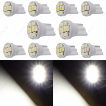 

10x T10 Wedge 8-SMD LED Bulb Dash Climate Control Instrument Base Cool White Light W5W 2825 194(White/Blue/Amber/Red//Green)