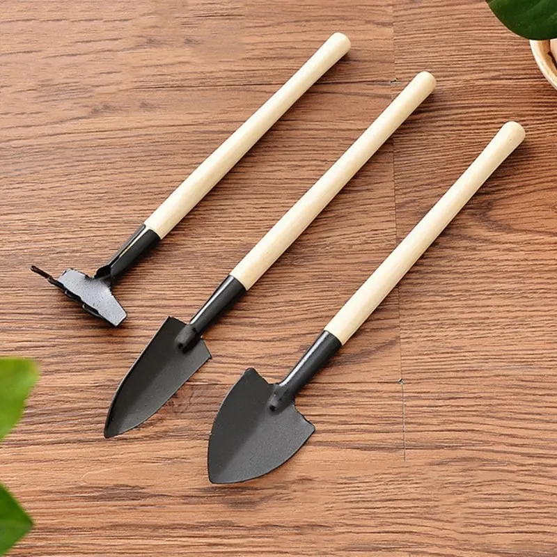 3 шт. мини деревянная ручка металлическая головка садовый ручной инструмент набор Садоводство Лопата, грабли лопатки