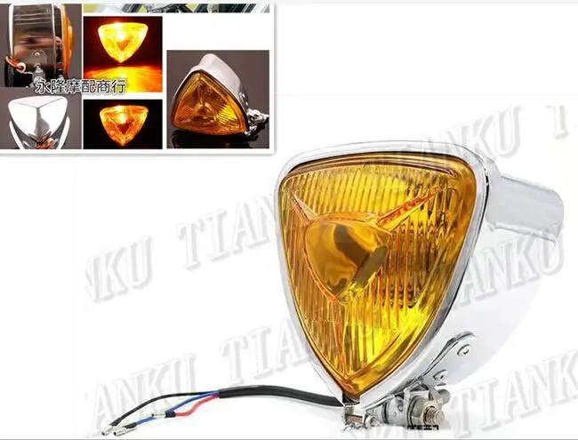 Retro Metal Headlights Light For Honda Rebel CMX 250 CA125 250 450 Gold Wing GL1500 GL1800 SHADOW ACE VLX DLX MAGNA VF 250 - Цвет: Chrome Yellow Lens