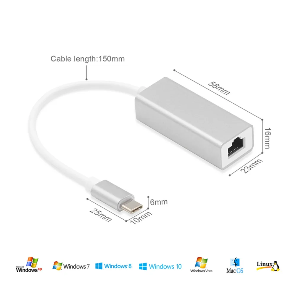 Тип-с до RJ45 Gigabit Ethernet сеть из алюминиевого сплава Внешняя 3,0 сетевая карта type-c до USB3.0 с тремя концентраторами для Macbook