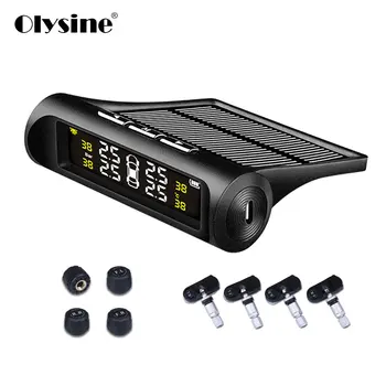 

Olysine Smart Car TPMS Wireless Tire Pressure Monitoring System Solar Charging Digital LCD Display Tyre Auto Security Alarm