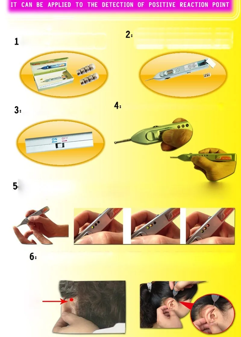 Детектор уха обнаружения ручка Набор для аурикулотерапии терапия цифровой акупунктурный точка+ Ухо модель+ семена уха 600 p+ золотая ручка