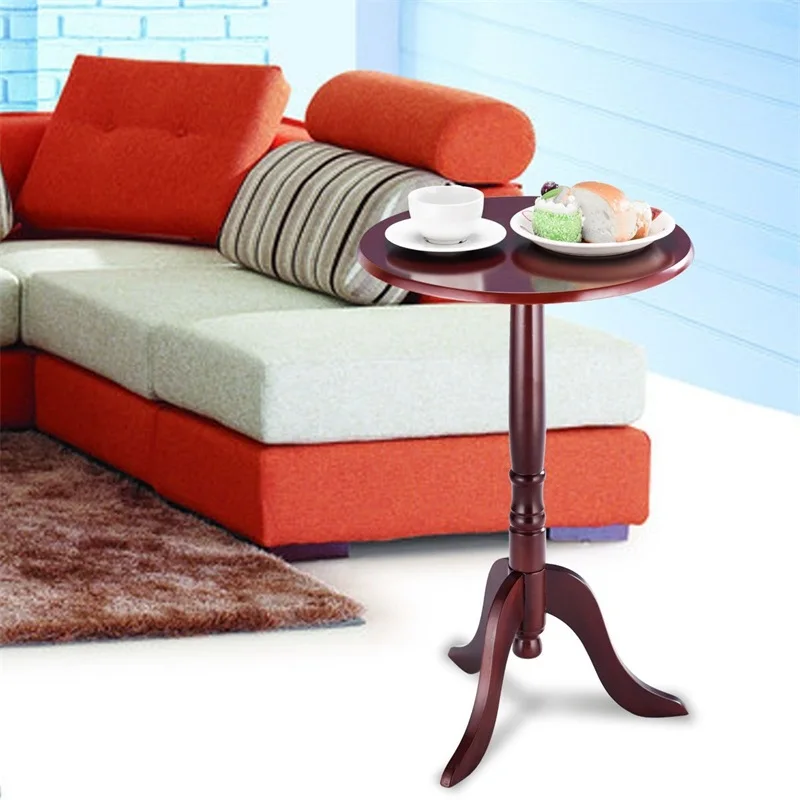  Classic Round Accent Table W/ Simple Design Bedroom Cherry Wood Small Tea Coffee Table HW57876 - 33053854036