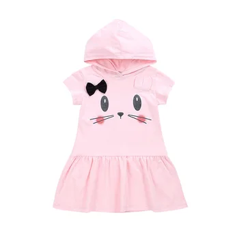 

Children's Clothing Girls Dresses Sleeveless Belt Hat Dresses Cartoon Decoration Girls Clothes 2 to 6 Years Old Girl Wear
