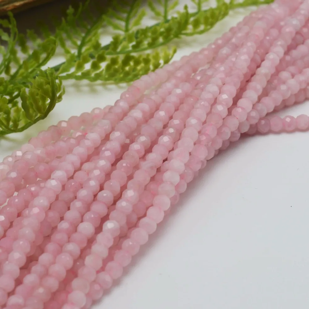 15.5\u201c 4x6mm6x10mm light pink aventurine roundel faceted beads semi-precious stone natural light yellow color rondelle beads QGCO